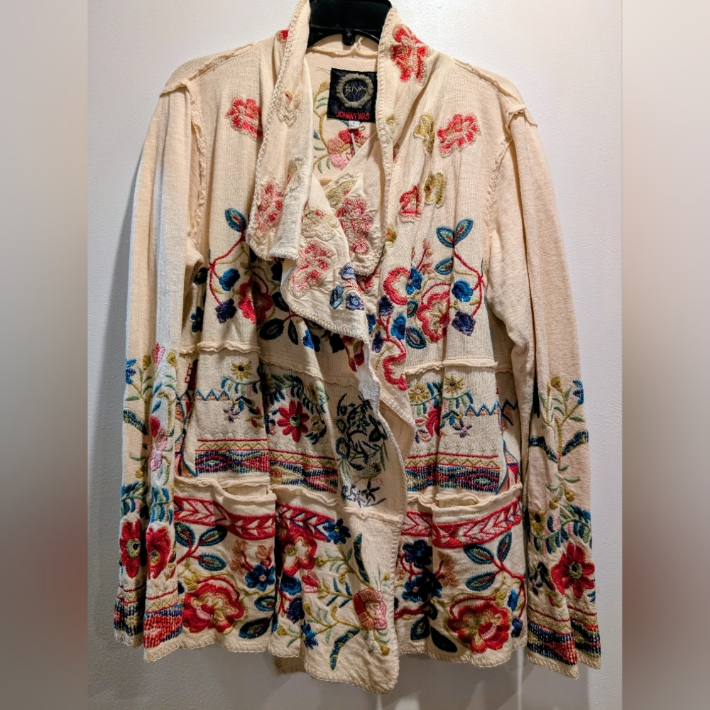 Johnny Was Krisly Embroidered Floral Women's Wrap Jacket - Picture 5 of 7